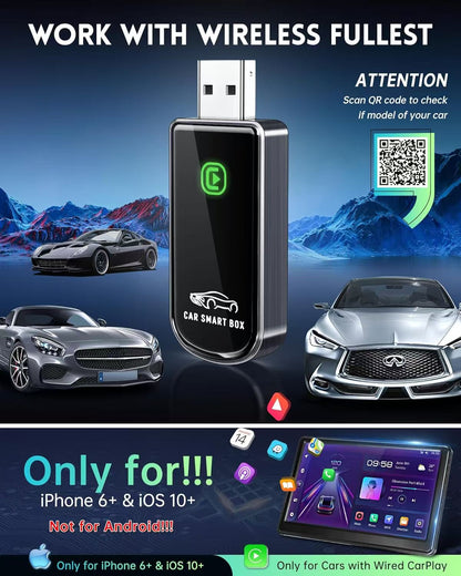 Wireless CarPlay Adapter for Apple iPhone iOS 10+ & Cars from 2015+, Mini Edition, Converts Factory Wired to Wireless CarPlay Dongle Plug & Play (Brushed Cobalt Blue)